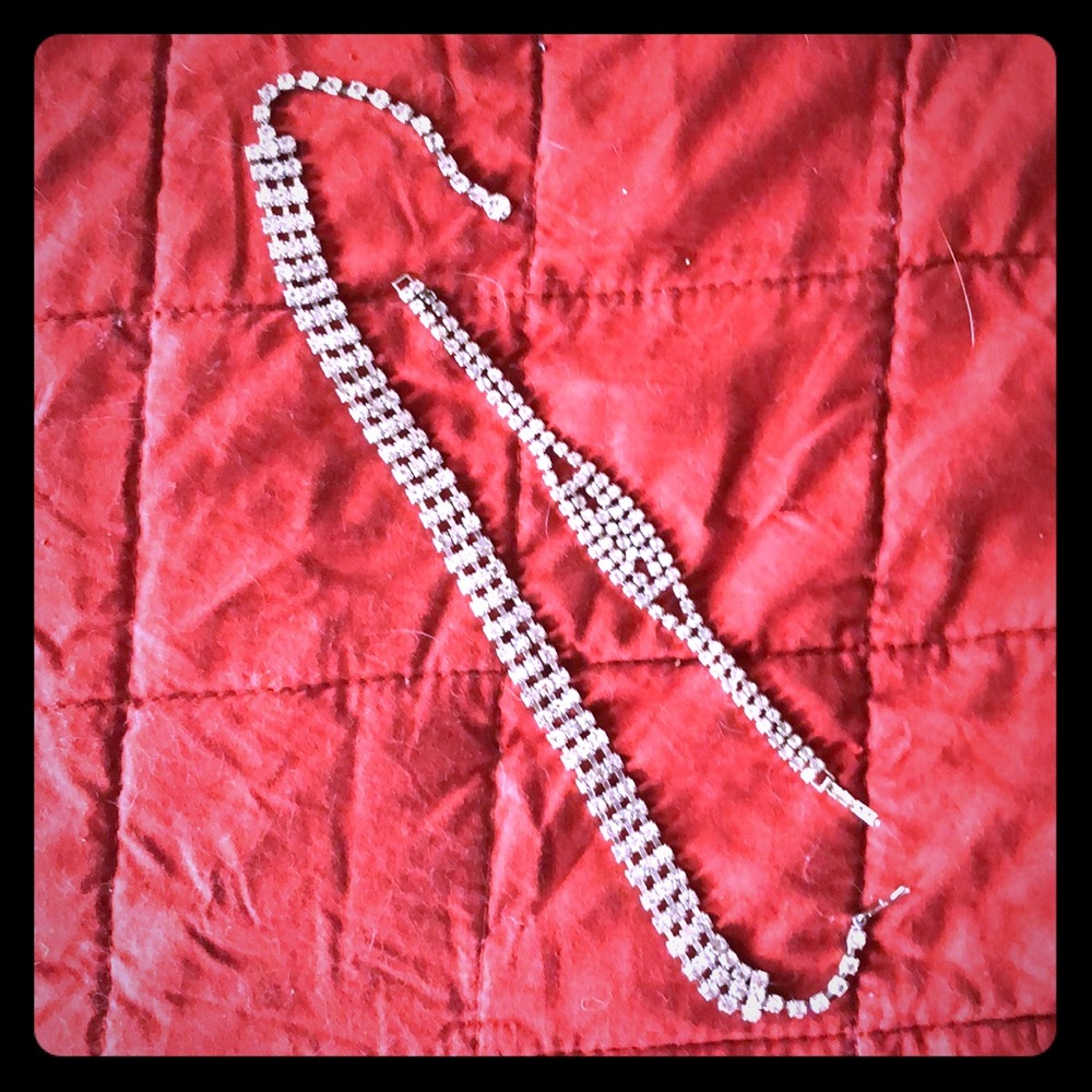 👁😯🥰Vintage Faux diamond choker and bracelet